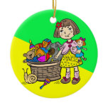 Girl With Basket Of Toys Christmas Tree Ornament