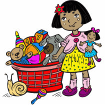 Girl With Basket Of Toys Acrylic Cut Out