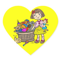 Girl With Basket Of Toys Sticker