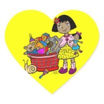 Girl With Basket Of Toys Sticker