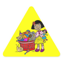 Girl With Basket Of Toys Stickers