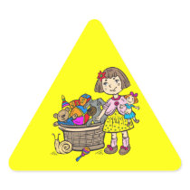 Girl With Basket Of Toys Triangle Sticker