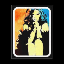Girl with Boa Postcard postcards