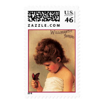 Girl with Butterfly Vintage Postage postage