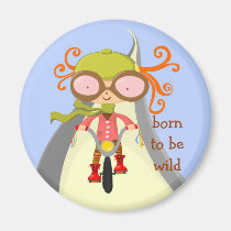 girl with bycicle, born to be wild magnets
