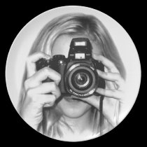 Girl with camera plates