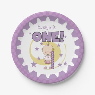 Girl With Candle 1st Birthday Paper Plates 7 Inch Paper Plate