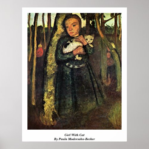Girl With Cat By Paula Modersohn-Becker Poster