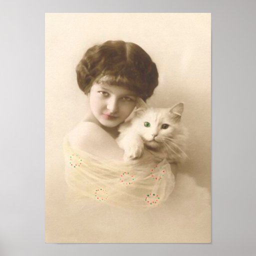 Girl With Cat Print