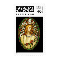 Girl with Cherry Blossom, Art Deco postage by chysshirts Girl with Cherry Blossom, Art Deco postage