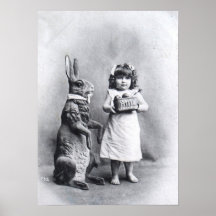 Girl with Chocolates and Easter Bunny Print