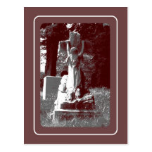 Girl with cross headstone post card