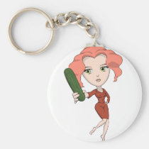 Girl with Cucumber keychains