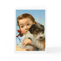 Girl with dog in Germany Greeting Card
