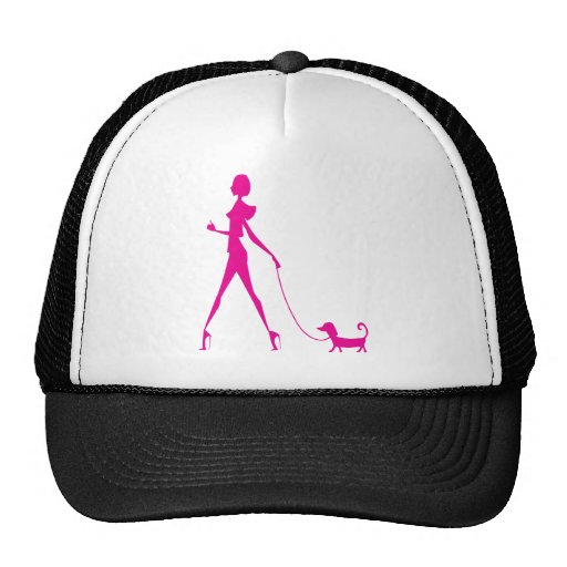 girl with dog mesh hats