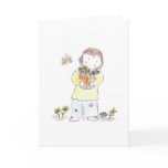 Girl with flowers and butterfly greeting cards