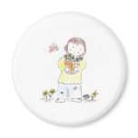 Girl with flowers and butterfly magnets
