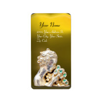 GIRL WITH FLOWERS,gold yellow topaz Custom Address Labels