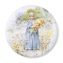 Girl with Flowers Magnets