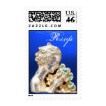 GIRL WITH FLOWERS, Rsvp , Blue Stamp