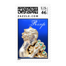 GIRL WITH FLOWERS, Rsvp , Blue Stamp