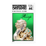 GIRL WITH FLOWERS, Rsvp ,Jade Emerald Stamp