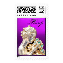 GIRL WITH FLOWERS, Rsvp ,Purple Violet Stamps