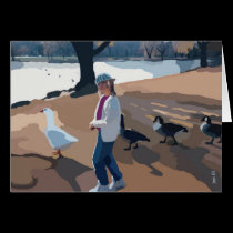 Girl with Geese Card