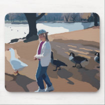 Girl with Geese Mousepad