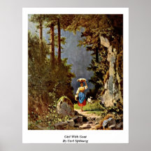 Girl With Goat By Carl Spitzweg Posters