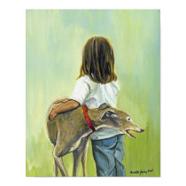 "Girl with Greyhound" Art Print