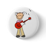 Girl With Guitar Button