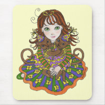 Girl with Happy Birthday Party Cats mousepads