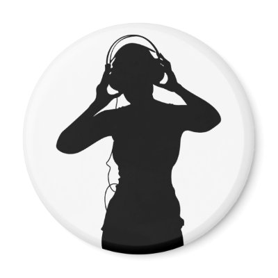 Girl with Headphones in Silhouette Magnet by markmurphycreative