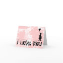 girl with heart balloon. i love you. black&pink. cards by asyrum girl with heart balloon. i love you. black&pink. cards