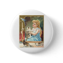 Girl with kittens buttons by JustProducts Girl with kittens buttons