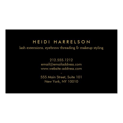 Girl with Lashes on Faux Gold Beauty Business Card (back side)