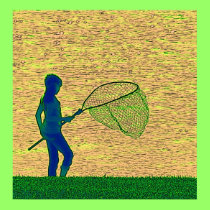 Girl with net - yellow posters