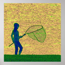 Girl with net - yellow poster
