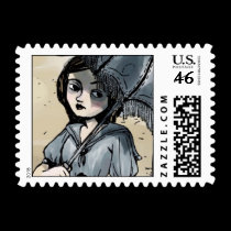 Girl With Parasol Postage Stamps