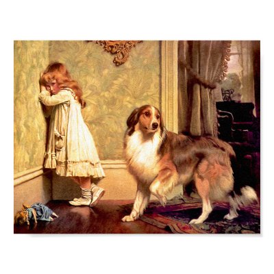 Girl with Pet Sheltie: "A Special Pleader" Print by Aquavel