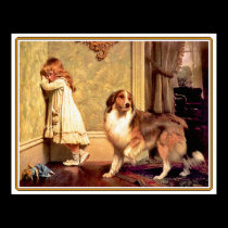 Girl with Pet Sheltie Poster