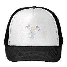 Girl with Pom Poms Hats