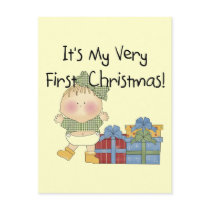 Girl with Presents 1st Christmas Tshirts and Gifts Post Card