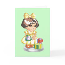 Girl with presents cards
