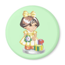 Girl with presents magnets