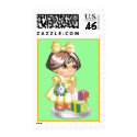 Girl with presents stamp stamp