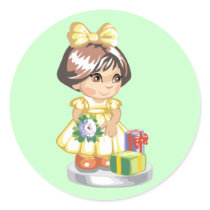 Girl with presents stickers
