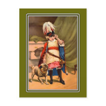 Girl With Pug postcards by VintagePets Girl With Pug postcards