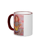 girl with red hair and ukulele coffee mugs